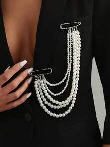 Vintage Multi-Layer Tassel Brooch, Safety Pin, Suitable For Women's Suit Decoration Jewelry - Multicolor - View 1