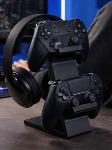 3D Printed Game Controller & Headset 2-In-1 Desktop Stand - Universal Dual Controller And Headset Storage Display Rack. Compatible With Various Types Of Controllers And Headsets. Sturdy And Non-Slip Design, Saves Desk Space, Ideal Accessory And Decoration For Gaming Desk, Gaming Room, Bedroom, Living Room Or Office. Suitable As A Gift For Boyfriend, Husband, Male Or Female Gamers And Gaming Enthusiasts For Birthday, Christmas, Valentine's Day, Father's Day Or Anniversary. - Multicolor - View 6