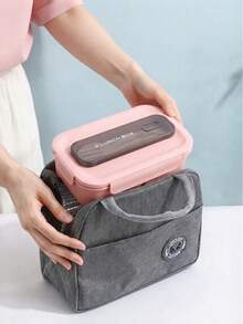 1pc Lunch Box, Square 3-Compartment Bento Box With Utensils, Portable Leak-Proof Sealed Lunch Box, Square Microwave , Suitable For Students And Office Workers Back To School - Multicolor - View 10