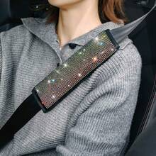 2pcs Car Seat Belt Shoulder Pads, Sparkling Rhinestone Seat Belt Covers, Suitable For All Car Models, Car Accessories - A - View 9