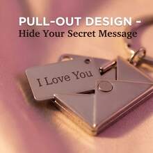 1pc Stainless Steel Envelope Shaped Keychain, Customizable Text, Hidden Message Design, Metal Texture Key Pendant. Couple, Family, Friends Commemorative Gift, Suitable For Birthday, Valentine's Day, Christmas, 3 Colors Available, Matches Bags And Keys, Simple Versatile Personalized Accessory - Multicolor - View 3