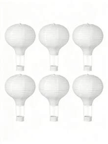 3/1pc White Hot Air Balloon Decoration 12 Inch Paper Lantern, Unique Home Lighting, Family Games, Wedding Birthday Anniversary Engagement Decor - Multicolor - View 2