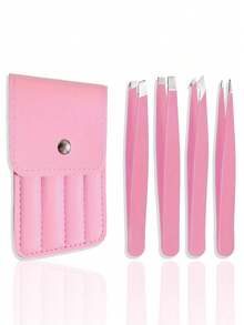 Professional Beauty Tweezers For Eyebrows, Eyelashes, Facial Hair, And Nail Art Stickers, Portable And Easy To Store, Suitable For Commercial, Home, And Travel Use - Pink - View 7