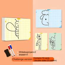 20pcs Reusable Symmetrical Pattern Grid Sheets, 10pcs Double-Sided Grid Paper, Assorted Designs, Erasable Drawing Set, Cute Cartoon Grid, Suitable For Pen Control Practice, Home And School Use, Back To School Gift, Holiday Gift, School Supplies - Multicolor - View 11