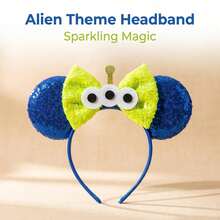 Alien Theme Mickey Ears Headband Glitter Disney Park Cosplay Party Hair Accessory - Multicolor - View 7