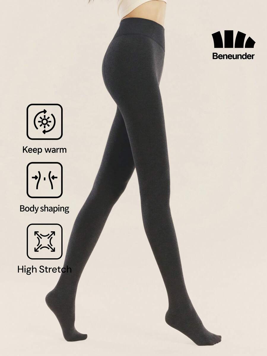 Beneunder Women's High-Stretch Expandable Tights (Light Fleece) HE025 - Dark Heather Grey - View 1