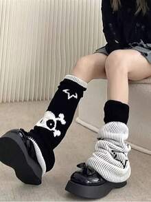 chuanwa(2) Women's Layering Leg Warmers, Solid Color, Thin, Elastic Slim Fit, Reversible - Multicolor - View 2