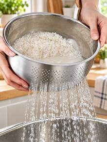 Stainless Steel Storage Basket And Basin, Multipurpose Perforated Organizer Bowl With Drain Holes, Large Capacity Kitchen Storage Container For Fruits, Vegetables, Rice, Pantry Supplies, Countertop Organization, Home Storage And Daily Household Needs - Multicolor - View 9