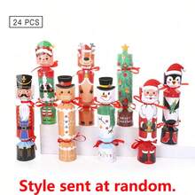 12/24pcs Christmas Gift Box Set (Christmas Cracker Style) - Featuring Cartoon Santa Claus, Christmas Tree And Snowman Pattern Design; Can Be Used As Christmas Decoration And New Year Party Favor Box - Multicolor - View 15