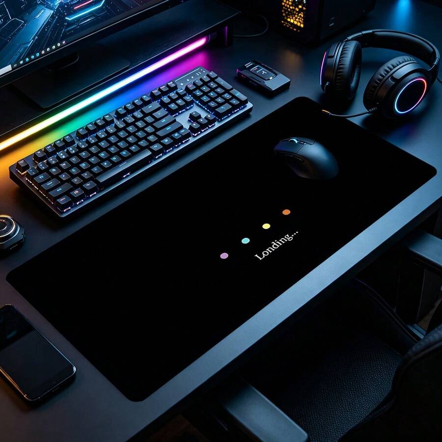 Loading Text Mouse Pad Black Gaming Desk Mat Extended XL MousePad Office Desk Accessories Multicolor Non-Slip Stitched Edge Computer Mat For Desk 35.4x15.7 Inches Rubber Base Laptop Keyboard Pad For Home Office & Gamers,Durable And Spill-Resistant - View 1