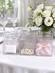 25Pcs Clear PVC Square Gift Boxes, Reusable & Versatile. Perfect For Candles, Gift Packaging, Wedding & Party Favors. Great For Halloween, Christmas Presents, Business Packaging & Various Holiday Decorations. - Multicolor - View 4