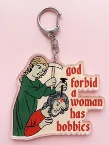 1/5Pcs Medieval Retro Funny Meme & Humorous Quote Theme Acrylic Keychains, Featuring Snail Creature, Frog Eating, Cat Fireplace, Rabbit Knight Duel Designs, Fashionable Bag Charms, Suitable For Retro Fans Gifts, Fun Collection, All Seasons - Multicolor - View 8