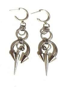 Firehoney 1 Pair Y2K Punk Rock Gothic Avant-Garde Chain Drop Earrings, Personalized Women's Fashion Party Accessory Gift, Versatile Casual Earrings - Silver - View 3