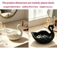 1/2/3pcs Swan Shaped Jewelry Tray, Matte White Resin Decorative Dish, Elegant Desktop Organizer For Rings, Earrings, Necklaces - Multicolor - View 13