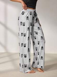 Lowkey Lull Halloween Pajamas Simple And Comfortable Tops/Bottoms/Thong - Black - View 30