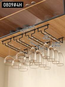 2/4pcs Under Cabinet Wine Glass Rack, Stemware Storage Rack, Kitchen Hanging Metal Glass Cup Holder, Space-Saving Glass Cup Storage Rack, Suitable For Kitchen, Bar, Cafe - Storage Rack - View 8