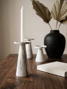 Marble Look Candle Holder, Pillar Candle Stand, Table Centerpiece Decor, Shelf Aesthetic Decor, Farmhouse Candle Holders, Wedding Table Decor, Housewarming Decor Gift,Wedding Home Decor,Christmas Table Centerpiece Decor,Dinner Party Decor. - Minimalist and Stylish - View 7