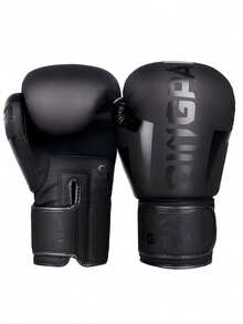 1 Pair Professional Training Boxing Gloves, Black PU, Wrist Protection, Club Boxing Competition Gloves, 12oz 14oz - Multicolor - View 1