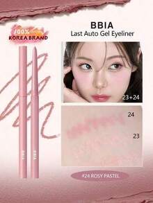 BBIA Last Auto Gel Eyeliner 2 Packs, 24 Rosy Pastel, Matte Shimmer Creamy Texture, Waterproof Quick-Dry, Korean Eye Makeup Gift - Multicolor - View 2