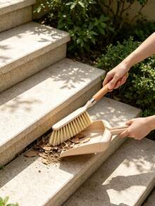 A Broom And Dustpan Set With A Wooden Handle - Compact And Lightweight, Natural Wood Color, Durable, Suitable For Cleaning Floors, Sofas, And Tables, Comes With A Small Brush, Ideal For Home And Commercial Use, Suitable For All Users - Multicolor - View 8