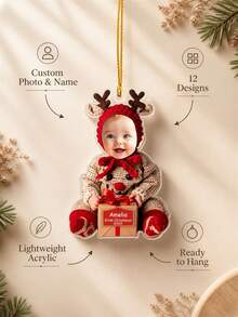 Personalized Baby Photo Christmas Ornament, Custom Name Face Cutout Hanging Decoration, First Christmas Keepsake, Holiday Tree Decor, Custom Picture Gift For Parents And Family, Baby Christmas Memory, Festive Holiday Keepsake, Custom Photo Ornament - Multicolor - View 9