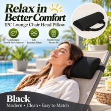 1pc Elastic Strap Headrest Pillow, Soft Curved Textured Fabric Neck Cushion, Suitable For Patio Lounge Chair, Recliner, Outdoor Poolside Chair, Garden, Balcony, Sunroom And Indoor Relaxation, 7 Colors Available - Multicolor - View 13