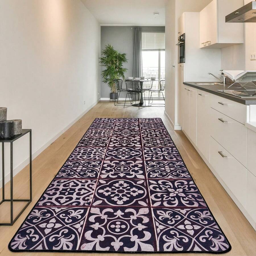 سجادة أرضية Chilai Home بطبعة رقمية هندسية بسيطة، سجادة ممر حديثة، سجادة غير قابلة للانزلاق، حصيرة أرضية قابلة للغسل في الغسالة لغرفة المعيشة وغرفة النوم وديكور المنزل، مصنوعة في تركيا - رمادي فاتح - مشاهدة 1