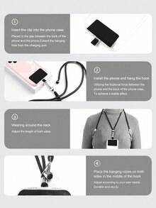 1set Adjustable Crossbody Phone Lanyard, Woven Nylon Strap With Detachable Patch, Anti-Drop Universal Phone Accessory, 3 Colors, Casual Travel Outdoor Use - Multicolor - View 6