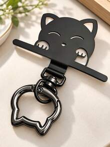 2pcs Set (1 Stainless Steel Clip + 1 Spring Ring) 360° Rotatable Cartoon Cat Stainless Steel Connector, With Metal Cat Head Spring Buckle, Hook, Finger Ring Buckle, For Connecting Phone And Lanyard, Phone Case Charging Port Insertable Fixed Bracket Metal Plate, Sturdy And Durable, Outdoor Anti-Drop Phone Lanyard Connector, Smartphone Accessory - Multicolor - View 12