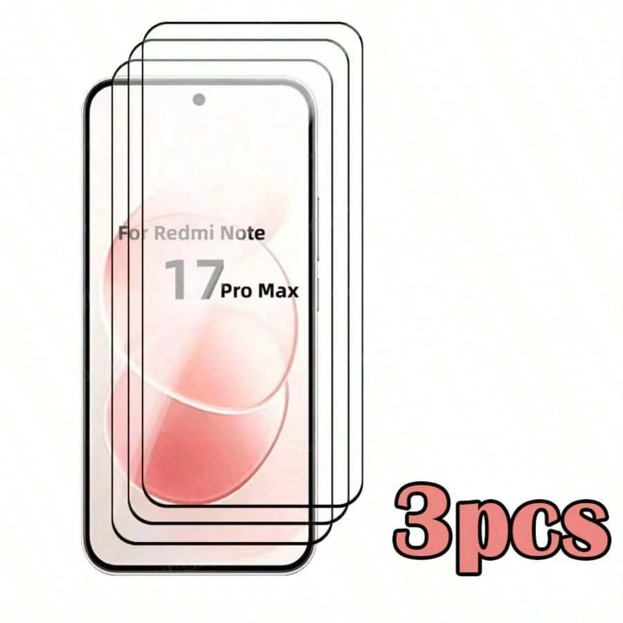 3 قطع واقي شاشة زجاجي مقوى لهاتف Redmi Note 17 Pro/17 Pro Max واقي شاشة زجاجي مقوى 3D عالي الدقة شفاف يدعم البصمة واقي شاشة مقاوم للسقوط - شفاف - مشاهدة 1