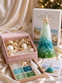 One Piece Of Sea Glass Christmas Tree Series Set, Handmade Desktop Sea Glass Art, DIY Holiday Decoration, Sea Glass Christmas Tree Making Kit, Creative Gift, Suitable For Adults, Sea Glass Halloween Christmas Tree Making Kit, Holiday Desktop Ornament - Multicolor - View 4