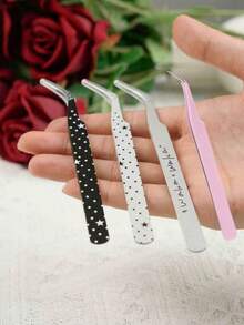 1pc Korean Style Eyelash Tweezers Cute Landscape Sticker Tool - Multicolor - View 9