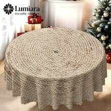 1 Piece 2D Flat Print - Brown Tassel Crochet Texture Printed Circular Tablecloth, Suitable For Circular Tables And Coffee Tables, Home Decor, Courtyard Outdoor Dining Arrangements, Various Styles And Sizes To Choose From - C - View 5