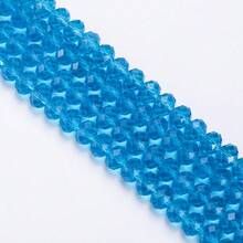 珠飾手工DIY用扁圓玻璃珠 8mm/6mm/4mm (60/80/115顆) 可重複使用散珠，亮藍綠色手工配件 - 湖藍 - 查看 2