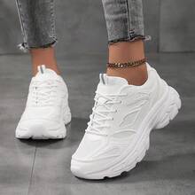 Women's Solid Color Breathable Fashion Casual Lightweight Walking Shoes Sneakers - White - View 6