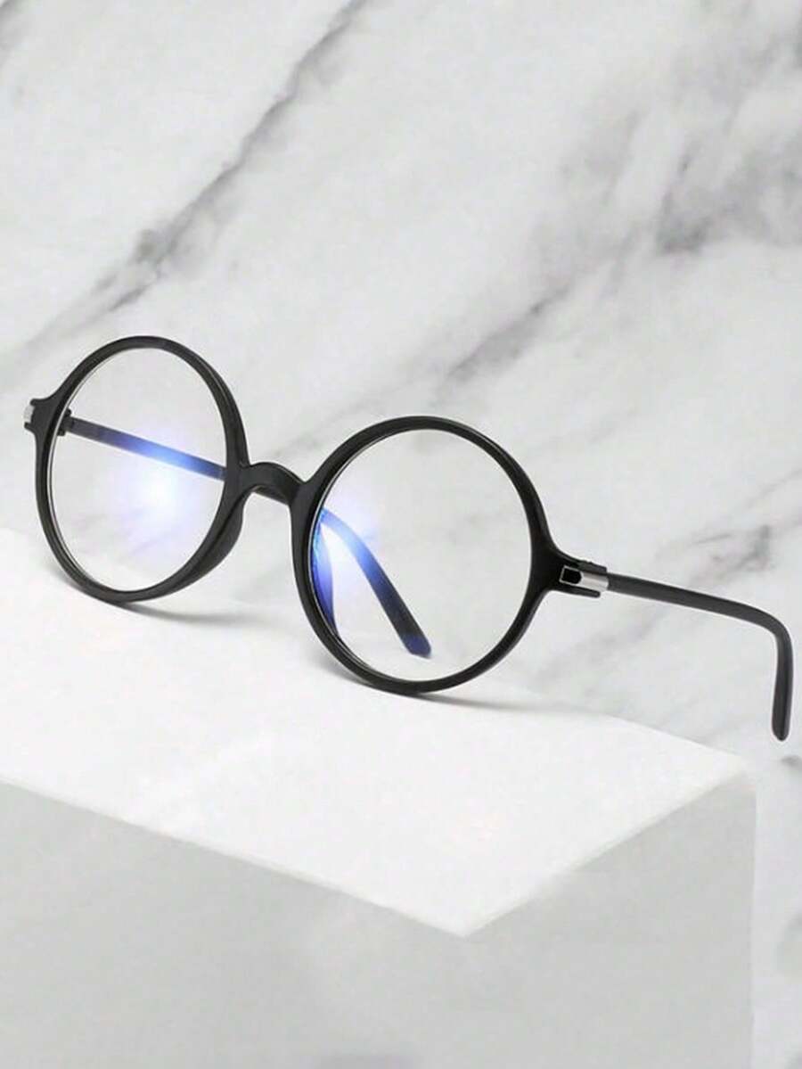 2024 New Korean Style Retro Artistic Eyeglass Frames Unisex Plain Lens - Black - View 1