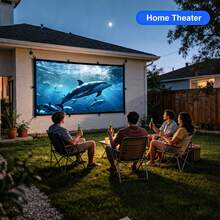 GAINVANE 4K 84/100/120/150 Inch 3D Projector Screen With Extended Edge Hooks, Portable And Foldable High Definition Anti-Wrinkle 16:9 Indoor/Outdoor Double-Sided Video Projection Screen, Suitable For All Projector Models - View 4