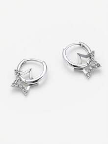 Sorayune 1pair Fashion Stainless Steel Star Drop Earrings For Women For Daily Decoration - Antique Silver - View 6