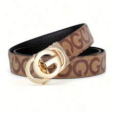 1pc Men's For Women Fashion Embossed Belt With Letter G Automatic Alloy Buckle- Fashionable Accessory For Casual Jeans, Adjustable - DG108 109 110 - View 2