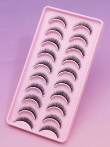 10 Pairs Double Layer Ultra-Fine Natural False Eyelashes 1 Box Fluffy Soft Dense 3D Faux Eyelashes Long Thin Eyelashes Messy Eyelash Roots Multi-Layer False Eyelashes Short And Dense Faux Eyelashes - Multicolor - View 8