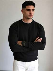 ZYNTH BALENO Men's Autumn/Winter Fashion Crew Neck Sports Sweater, Suitable For Fitness, Running, Hiking - Black - View 4