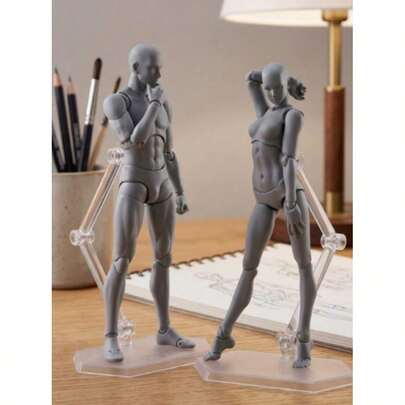 14cm Movable Joint Painting Human Body Model, Flexible Body Artist Mannequin With Transparent Base, Creative Desktop Aesthetic Decor, Cool Toy Gift Suitable For Teenagers And Adults
