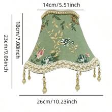Vintage Pastoral Floral Fabric Lamp Shade, Pink Green Gold With Pearl Tassels, Bell-Shaped Table Lamp Shade For Bedroom Home Decor, Suitable For Various Styles As Table Lamp Shade - Multicolor - View 14