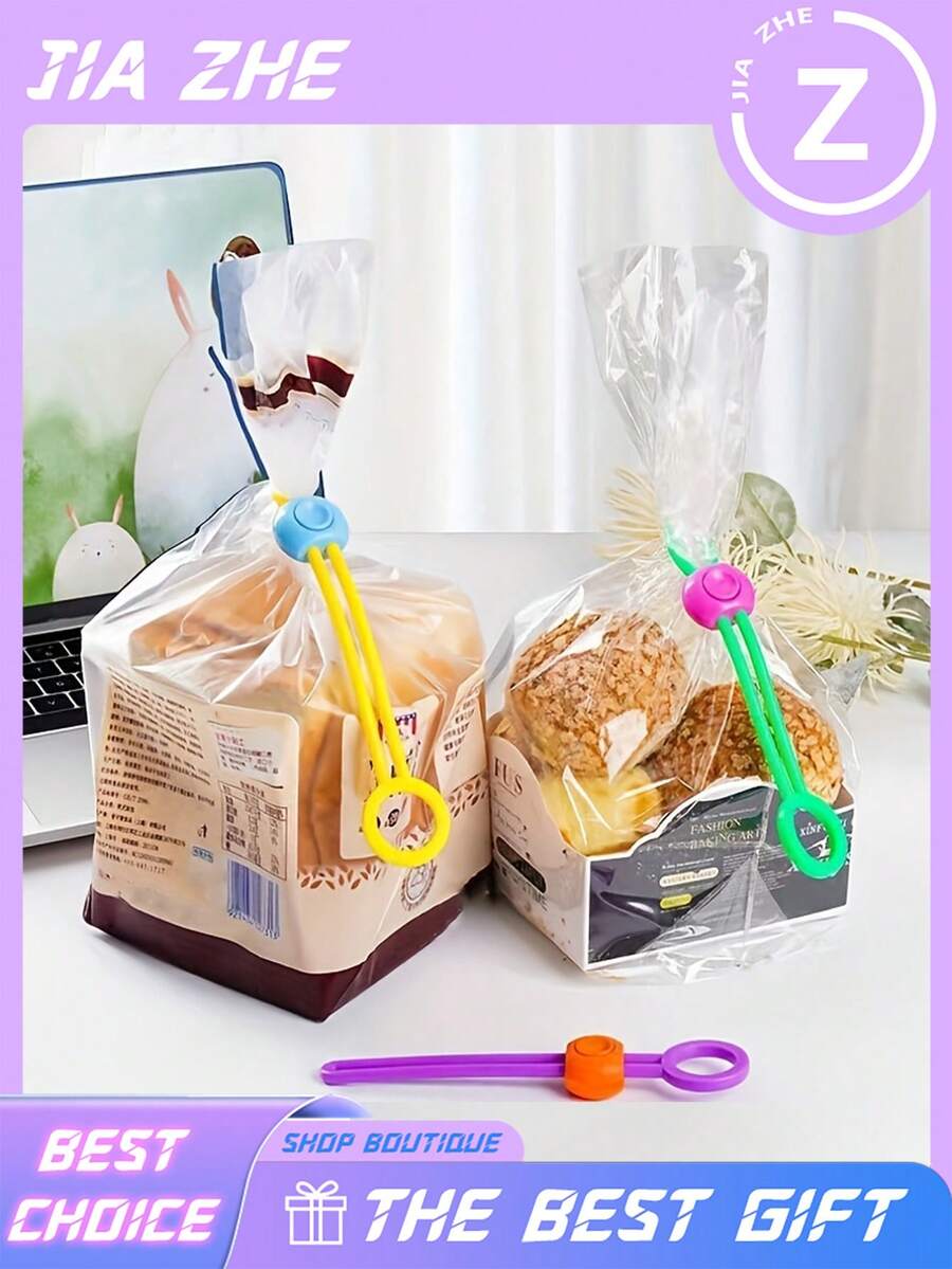 1/3/6/12 Pack Three-Color Snack Fresh-Keeping Ties, With Creative Food Sealing Buckle, Cable Organizer, Kitchen Storage And Fresh-Keeping Tool - Multicolor - View 1