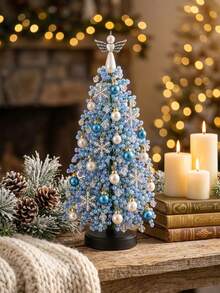 1pc DIY Beaded Christmas Tree Craft Kit, Snowflake Charms, Pearl Beads, Mini Ornaments, Handmade Tabletop Holiday Decoration For Christmas Home Decor, Mantel Display, Festive Party Decor,Holiday Gift,Halloween,Halloween Deorations - DIY Christmas Tree Kit - View 4