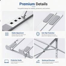 Metal Dual-Layer Laptop Stand, Foldable Portable Height Adjustable Laptop Riser, Ergonomic Heat Dissipation Elevated Base, Suitable For 10-15 Inch Laptops - New Arrival - View 6