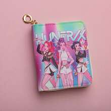 Mesuca Cute PU Leather K-Pop Zipper Mini Wallet, Idol Character Print Multicolor Square Coin Purse With Keychain For Girls Birthday Party - Multicolor - View 18