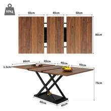 Extendable Dining Table / Elegant, Modern Dining Table / Space-Saving Kitchen Table / With Cross-Shaped Design / The Tabletop Extends To 160 Cm / Suitable For Dining Rooms, Living Rooms, Studies - Walnut+Black + MDF+Metal - View 7