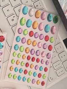 1350Pcs 9 Sheets Bling Diamond Jewel Stickers For Children, Self Adhesive Assorted Shape Rhinestone Stickers, DIY Art Decor Stickers For Kids Craft & Back To School Gift - Multicolor - View 17