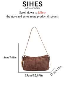 1pc Solid Color Suede New Women's Backpack, Shoulder Bag, Crossbody Bag, Fashionable Large Capacity Pillow Bag, Zipper Closure, Suitable For Commuting, Shopping, Dating, Shopping - Coffee - View 6